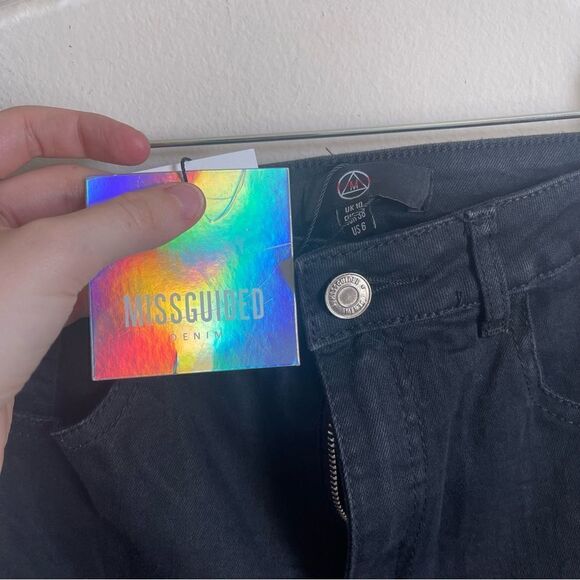 NEW Missguided Reflective Black Jean Bike Short US 6 - Picture 4 of 7